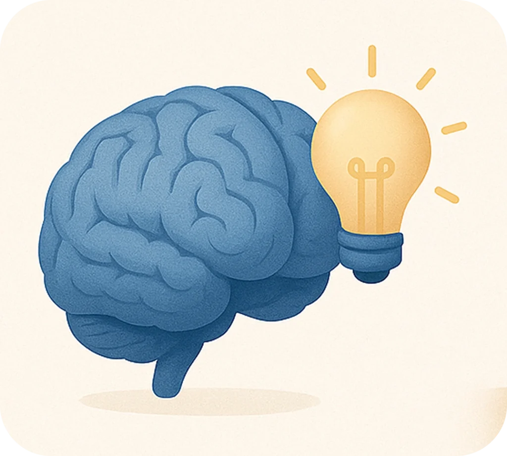 Cerveau bleu avec une ampoule