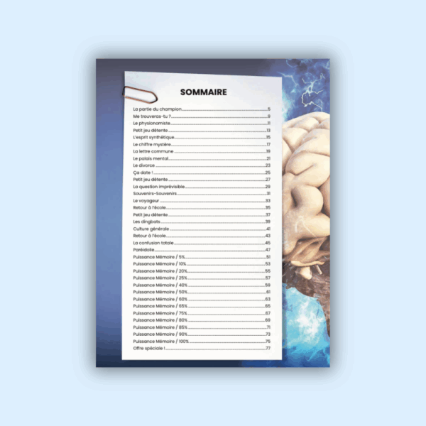 Photo du sommaire du cahier de jeux de mémoire Memorall Aout 2025